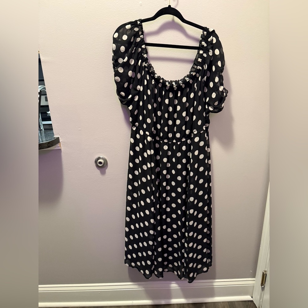 Torrid Black and White Polka Dot Midi Dress